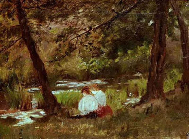Mary Cassatt Two Women Seated By A Woodland Stream